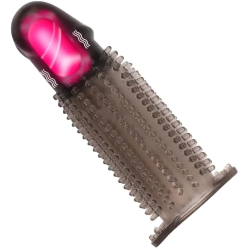 Vibrating Penis Sleeve Cock Sleeve Enlarge Extender Penis Rings Reusable Penis Sleeve Ribbed Lengthen Thicken Harden For Adult Men Couples Sex Toy
