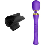 Sex Toy Bundle - Hammer Wand Vibrator Purple & Penis Play Attachment, Body-Safe Silicone, Waterproof
