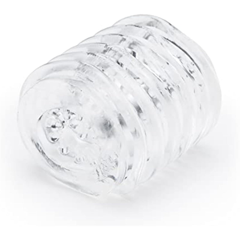Head Master Male Masturbator - 2.5 Inch Double Textured Stretchy Open Ended Stroker - Male Sex Toy - Self Pleasure Sex Toys For Men - Waterproof - Clear
