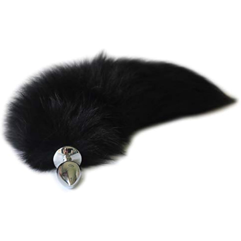 Multi-Function Fox Tail Anal Plug With Stylish Keychain Attachment (Black, Meium Plug)