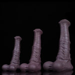 Realistic Silicone Horse Dildo for Men and Women - Large Size Anal Plug with Textured Brown Finish