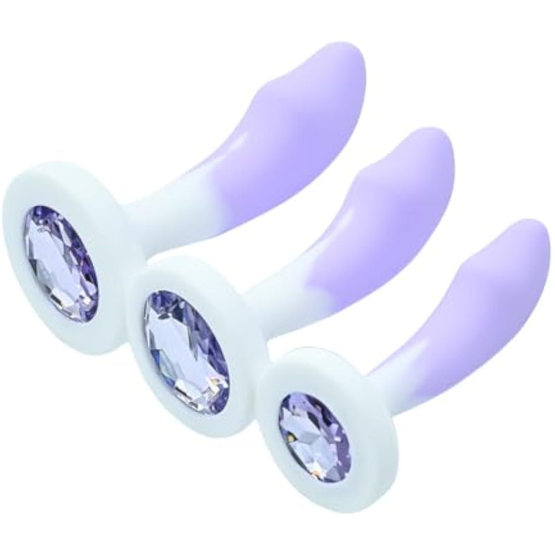 Anal Sex Toy Silicone Butt Plug, 3Pcs Anal Plugs Aanl Training Kit With Jewelry Base,G Spot Sex Toy Anal Sex Adult Toy For Beginner, Couples, Adult Sex Toys & Games(Purple)