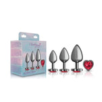 Viben Toys – Cheeky Charms Metal Butt Plug Anal Training Kit – 3pc Kit Includes (1) Small, Medium, Large (Red)