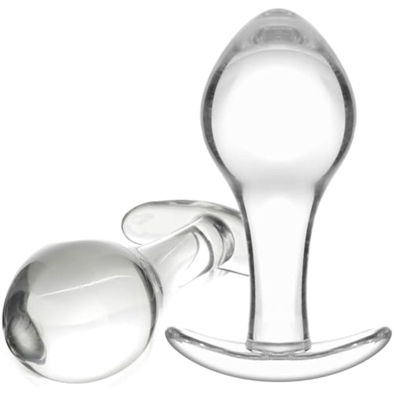 2 Pcs Glass Anal Plug (2.8"+3.2")