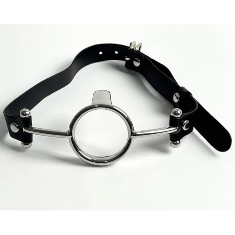 Open Mouth Gag Restraints Bdsm Oral O Ring Gag Bondage Restraints For Female Flirting Tongue Depressor Adjustable Strap Head Harness Restraint (Black)
