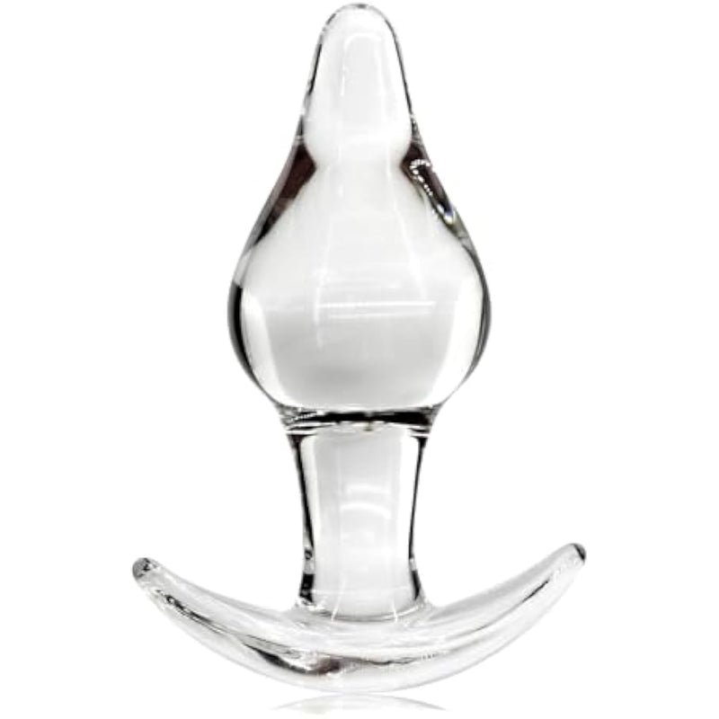 Anal Plug Glass Butt Plug For Comfortable Wear Prostate Massager Sex Toy With Curved Base And Tapered Tip For Men Women Masturbation (M)