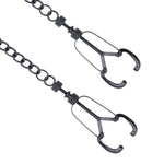 Adjustable Nipple Clamps With Chain For Bdsm Play – Manganese Steel Sex Bondage Toy With Rubber Tips – Silver Or Black, Durable Bdsm Toys For Couples (Silver)