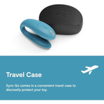 Sync Go Couples Vibrator With Travel Case | Wearable Vibrating Couples Adult Sex Toy | App Controlled G Spot & Clitoris Stimulator | Dual Stimulation With 10 Speeds | Rechargeable | Turquoise