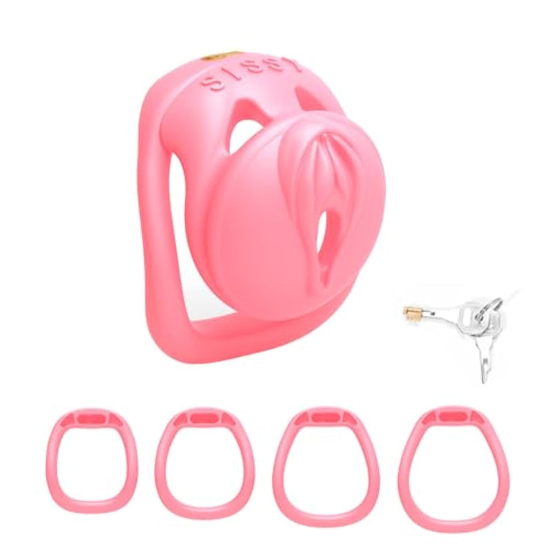 Chastity Cage Sissy Lock With 4 Size Rings Breathable Resin Cock Lage Sm Bondage Gear 3D Printing Adult Wearable Devices For Men (S)