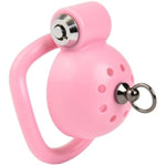 Press Lock Chastity Cage For Men With 5 Cock Rings And Pull Rope, Abs Round Head Chastity Devices With Ventilation Holes Sm Penis Bondage Extreme Sex Toy For Mens (Pink)