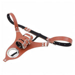 Cock Cage Made Of Leather Chastity Cages Used To Bondage Men'S Penises Sm Sex Toys Male Chasity Devices With Lock And 2 Keys Ventilated And Breathable Penis Locks (B,Brown)