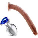 Jeweled Anal Plug (S) + 16.5 Inch Super Long Realistic Dildo