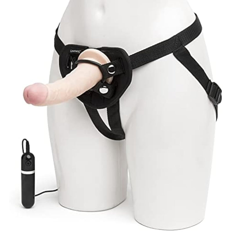 Lifelike Lover Ultra Vibrating Dildo Harness Kit - 7 Inch With Suction Cup - Wired Remote Control Vibrator For Women - Realistic Dildo Adult Sex Toy - 10 Vibration Functions