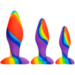 Simply Sweet Rainbow Silicone Butt Plug Set For Beginners, Men, Women, & Couples. Premium Silicone And Graduated Size. Tapered Tip & Vibrant And Colorful. 3 Piece Set, Rainbow.