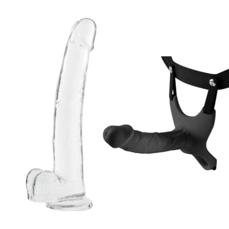 14.5 Inch Huge Realistic Dildo + Hollow Strap-On System