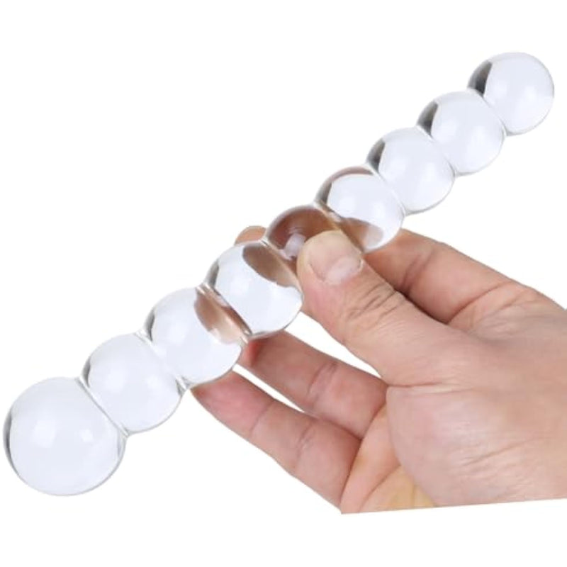 7.6" Clear Graduated Glass Anal Beads Butt Plug Crystal G Spot Dildo Sex Stimulation Pleasure Wand