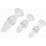 3 Pieces Glass Butt Plug Set Crystal Butt Plug Training Kit With Smooth Flat Base For Beginners And Advanced Men And Women