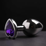 Anal Butt Plug, Heart Shaped Anal Trainer Jewel Butt Plug, G Spot Stainless Steel Personal Massager Butt Plug For Women Men And Couples(Purple, L)