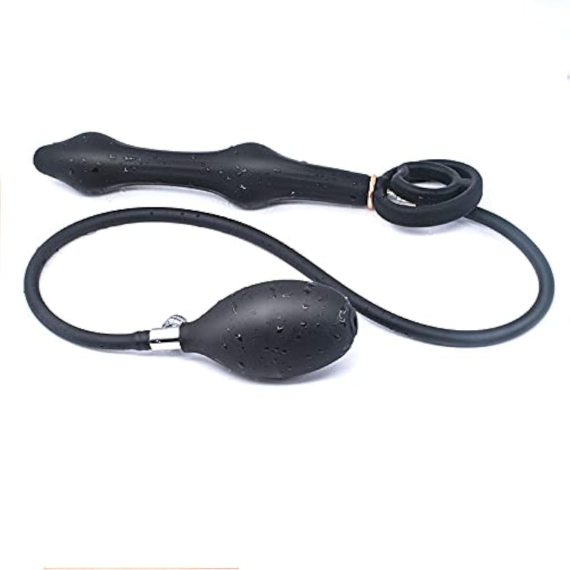 Silicone Inflatable Anal Beads for Men and Women - Graduated Design Expander Dildo with Adjustable Air Valve