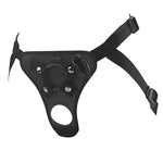 Adjustable Strap On Dildo Harness, Double Hole Pegging Harness Leather Soft Ring Belt For Male (Black)