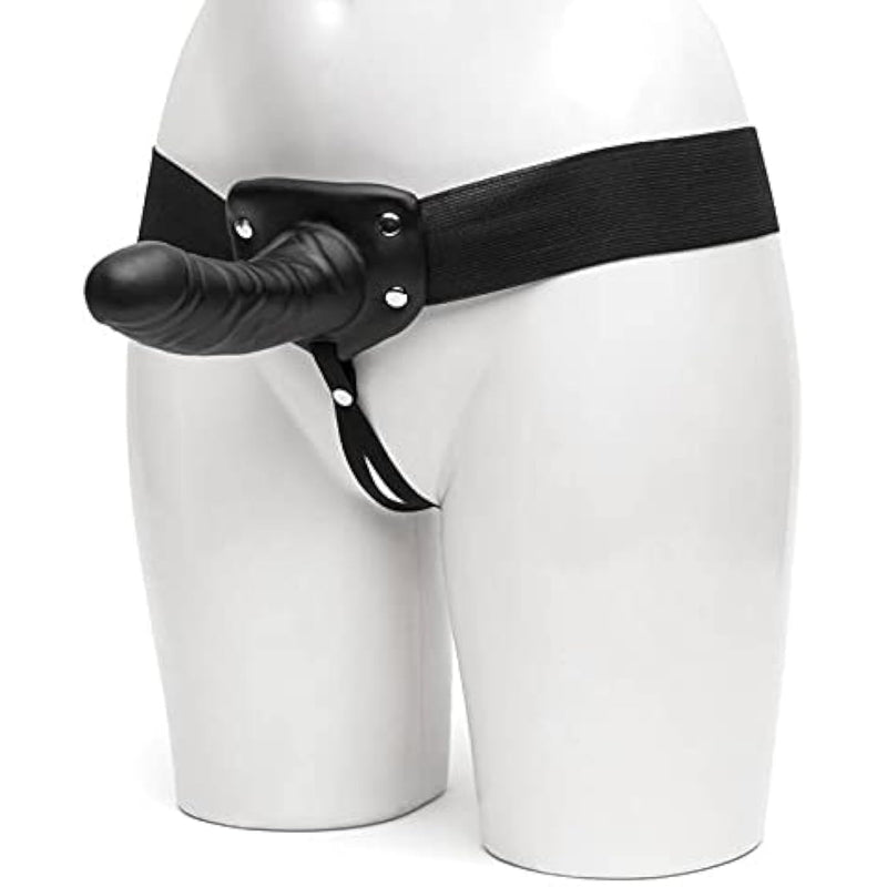 Perfect Partner Strap On Dildo - 6 Inch Realistic Hollow Strap On For Pegging - Adjustable Strap With Popper Fastening - Waterproof - Black