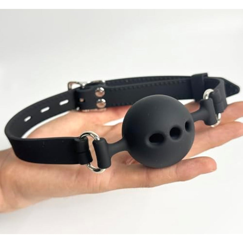 Silicone Breathable Ball Gag Holes For Adult Bondage Restraints Sex Play Bdsm Toys Sex Gag Muzzles (L)