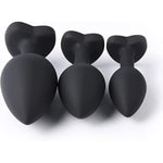 Anal Plugs Sex Toys Trainer Kit,3Pcs Silicone Jeweled Butt Plugs, Anal Butt Plug Sex Toys Kit For Starter Beginner Men Women Couples (Black)