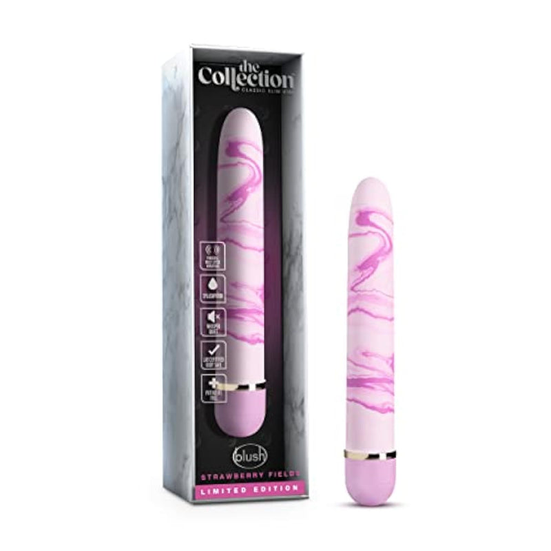 Strawberry Fields 7" Wand Vibrator, Gentle, Satiny Smooth Finish, Not Overly Buzzy, Perfect For Beginners, Pink Marble