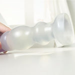 Long Beaded Anal Plug Dildo Adult Sex Toys with Suction Cup, 10 Beads Butt Plug Stimulation Soft Flexible Waterproof Massage Anal Masturbator for Men and Women Pleasure (Transparent Purple, Small)