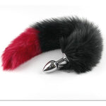 Fox Tail Anal Plugs Sexy Cat Dog Tail Cosplay Anal Plug Animal Fluffy Tail Anal Butt Plug Adult Erotic Sex Anus Flirting Sex Toys (Black And Red)