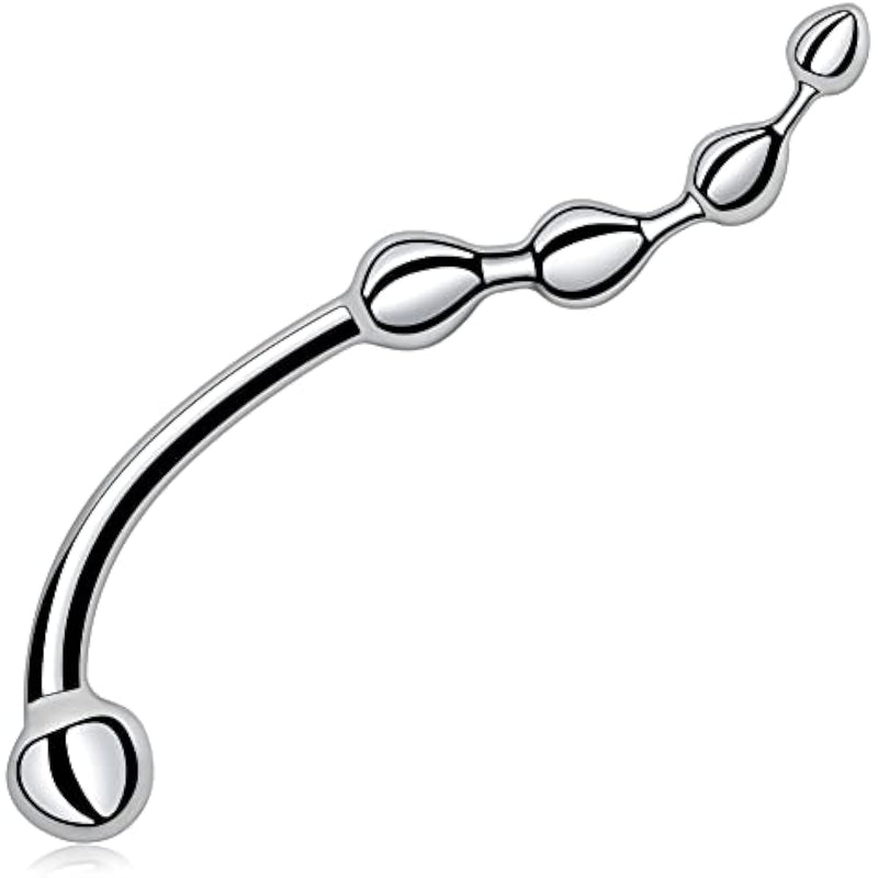 Anal Hook Butt Plug - 5 Beads Metal Anal Hook S-Shaped Graduated Bead Design Sex Anal Toy For Women Man Couples