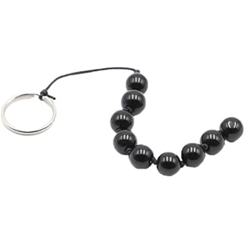 9 Beads Vagina Plug Butt Plug Anal Plug For Anal Sex Glass Anal Trainer Toy Anal Beads Prostate Massager With Ring For Men Women (Black)