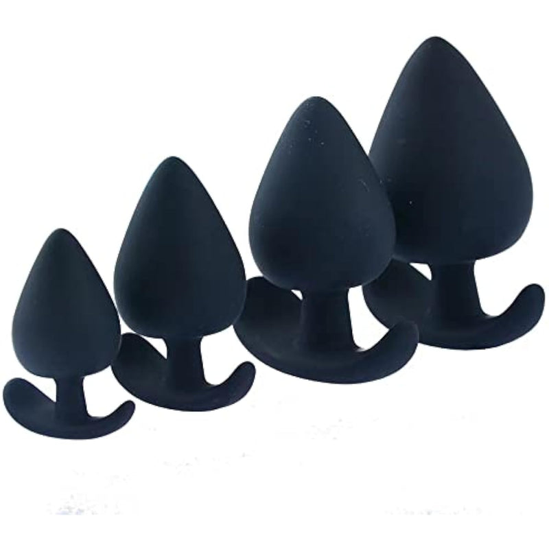 Anal Sex Trainer Sets 4Pcs Silicone Butt Plug, Expanding Anal Plug Training Kit Adult Sex Toys For Men And Women Black