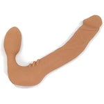 Classic Silicone Strapless Strap-On Harness-Free Double Dildo (Without Vibrator) Medium Size: 6 X 1.5 Inches In Cocoa Tan