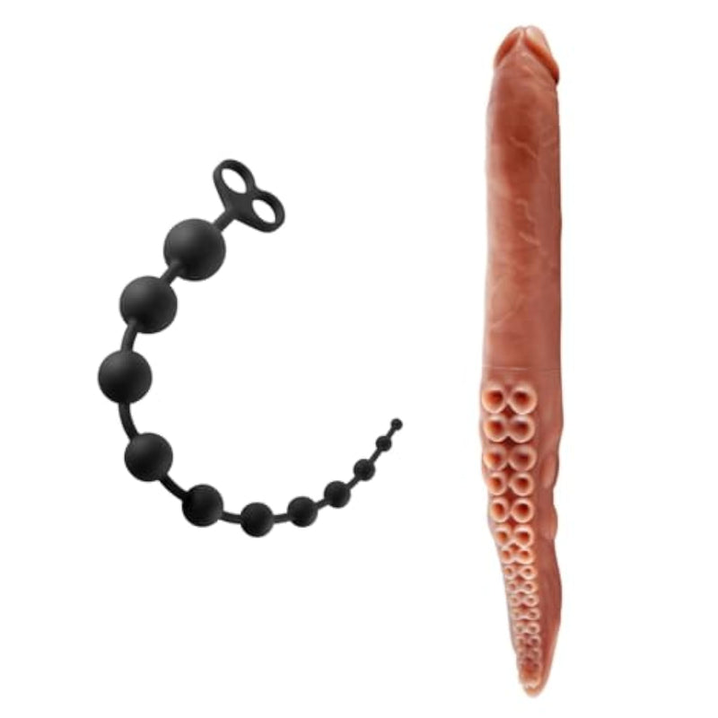22Inch Super Long Anal Beads With 11 Balls + 16.5 Inch Monster Double Ended Dildo