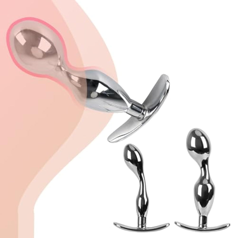 Anal Plug Beginner Set 2Pcs Set Anal Trainer Kit Metal Butt Plug G Spot Anal Sex Adult Toy For Beginner Adult Unisex Women And Men Couple Adult Gay Anal Plugs Woman Men Sex Gifts Things Large/Small