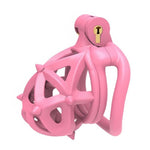 Ventilation Cb Chastity Cage Set With 4 Cock Rings And Double Ended Soft Spikes 3D Print Resin Penis Lock Adult Sex Toys Bdsm Trainer Devices For Men (Short-Arc Ring,Pink)