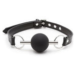 Silicone Bondage Mouth Gag Adjustable Leather Restraint Strap Couple Ball Gag For Adult Fetish Sex Toys (Black)