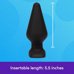 Classic Butt Plug - 5.5 Inch Silicone Anal Plug - 7.5 Inch Girth Anal Toy - Flared Base And Waterproof - Black