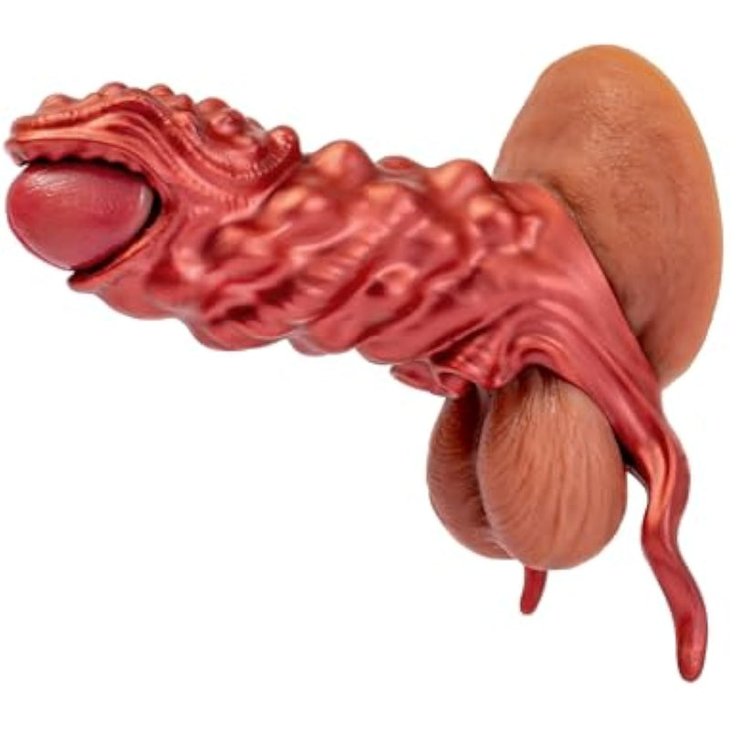 Silicone Penis Sleeve With Cock Ring-Waterproof Sleeve Extender For Men, Fantasy Dragon-Shaped Pennis Sleeve Girth Enhancer For Sex, Enlarged Thicker For Delayed Ejaculation (T404-F)