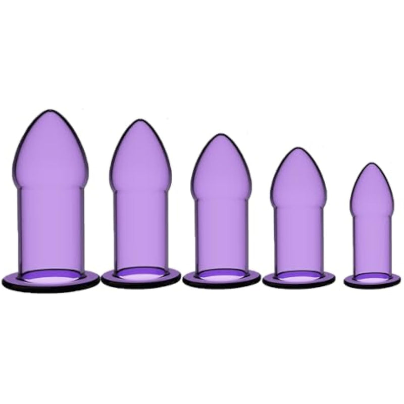 Anal Plug Set 5 Pcs Soft Silicone Butt Plugs Hollow Anal Dilator Adult Anal Trainer Anales Sex Toys Bondage Kit For Men Women Couples (Purple)