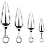 Female Male Pleasure Metal Smooth Butt Plug With Pull Ring Pointed Metal Anal Plug Massage Masturbation Sex Toy