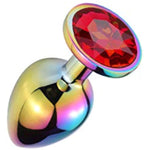 Butt Plug Colorful Metal Anal Plug Luxury Jewel Anal Trainer Set Sex Toys For Men Women Beginners (S, Red)