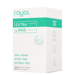 Royal Extra Large Ultra Thin Vegan Condoms - Premium Lubricated Condom Pack - Unflavored Lubricant, Organic Latex Rubber - Odorless, Slim, Natural Feel - Safe & Durable Male Contraceptives - 20 Count