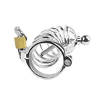 Men Bondage Penis Cage Sex Toy Metal Threaded Chastity Cage Chastity Device With Hollow Urethral Catheter Chastity Lock Set