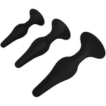 Teardrop Silicone Anal Plug Set Of 3 - Silicone Butt Plug With Suction Cup, 3 Different Sizes, Narrow Tip, Conical Shape, Wide Base - Suitable For Anal Training (3.7 Inches - 5.7 Inches)