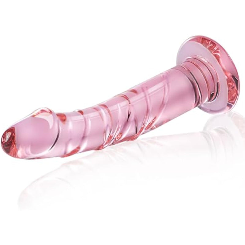5.7 Inch Glass Dildo For Women With No Ball, Pink Small Anal Dildo Mini Dildos With Tapered Head, Cute Glass Sex Toys Mini Butt Plug For Gay Female Masturbation