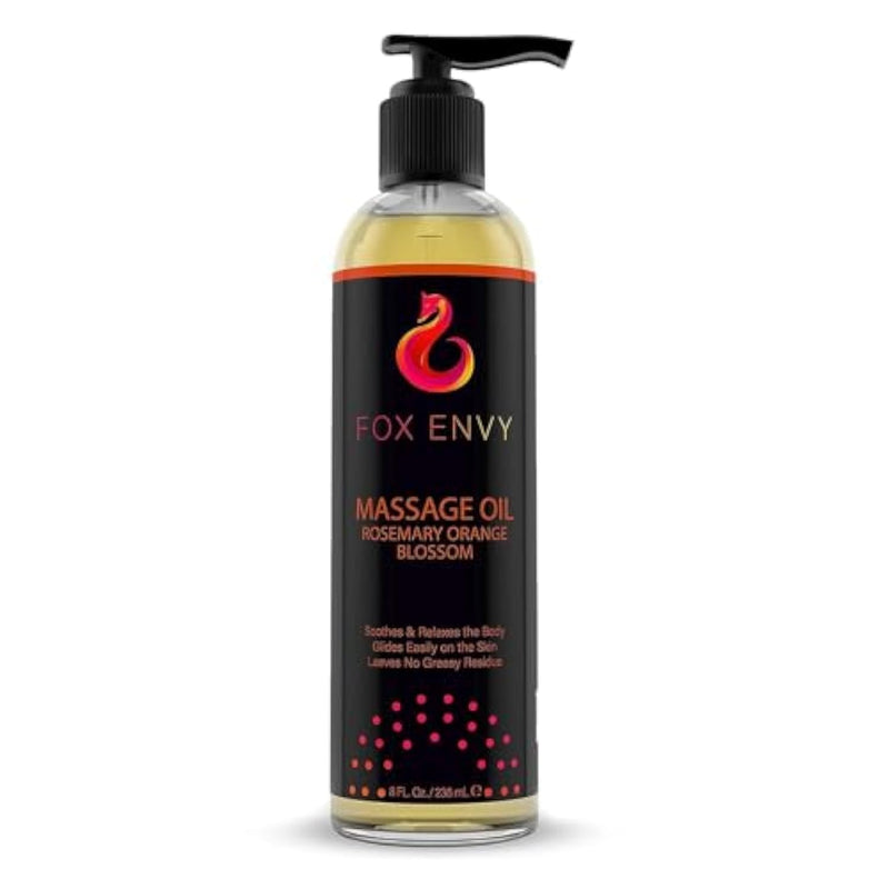 Massage Oil For Couples, Women & Men (1 Bottle, 8 Fl Oz) - Orange Blossom With Rosemary Scented Sensual Oil With Coconut Oil & Jojoba Oil - Enhances Stimulation For The Body & Muscles