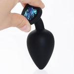 3 Pcs 3 Sizes Silicone Anal Plugs, Jeweled Butt Plug, Anal Trainer Toys, Heart Butt Plugs, Light Blue