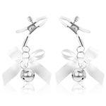 Nipple Clamps Cute Bow Bells Nipple Clamps Non Piercing Body Jewelry For Women Men Stainless Steel Adjustable Pressure Body Chains Faux Body Jewelry Clip Trendy Gifts For Her Him